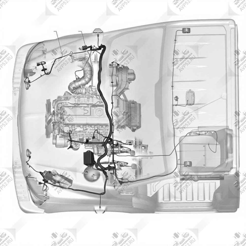 Жгут моторн отсека Газон-Некст, дв.ЯМЗ-534, c 08.2014г. с вых. на п/туманки